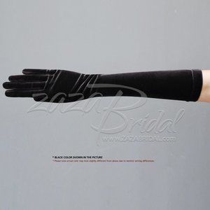 15.5″ Long Stretch Velvet Gloves Slip-On Below-The-Elbow Length 8BL